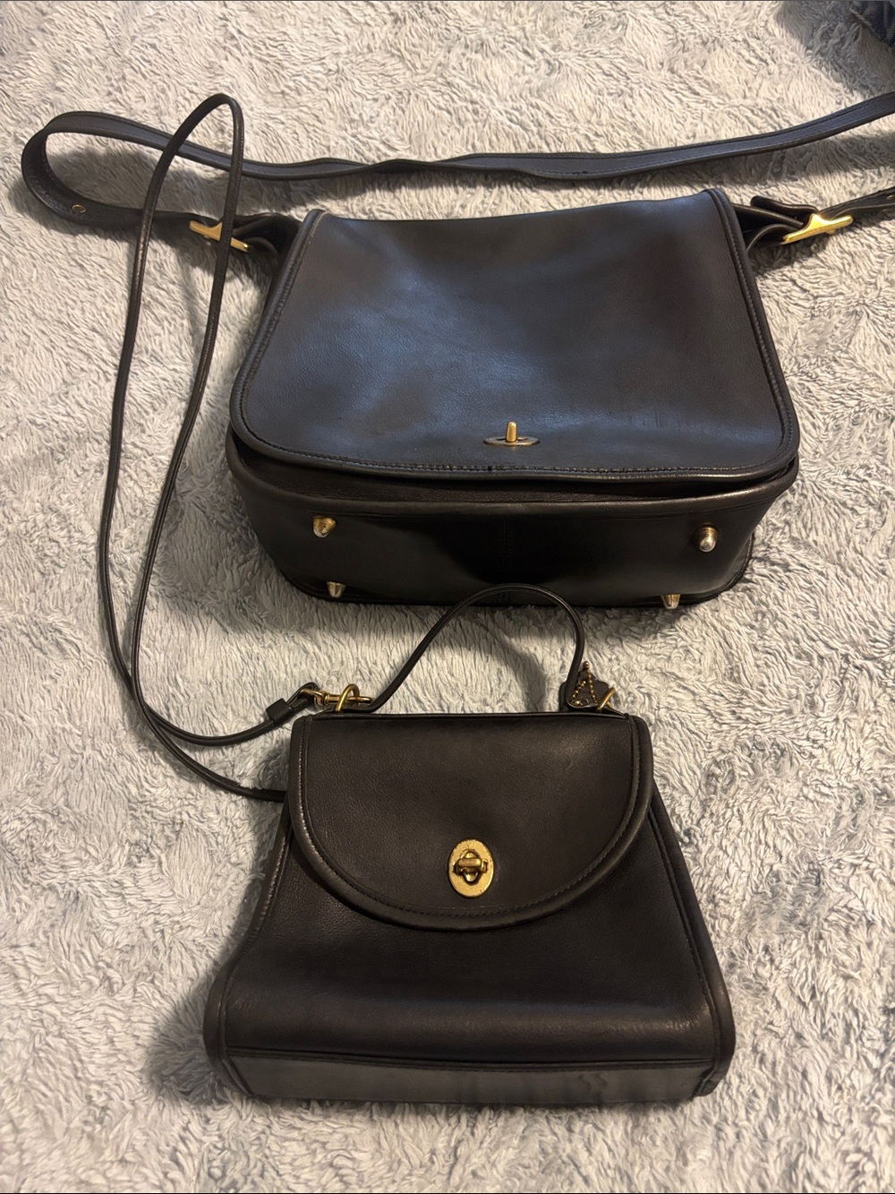 Coach Black Leather Crossbody and Top-Handle Bag Duo